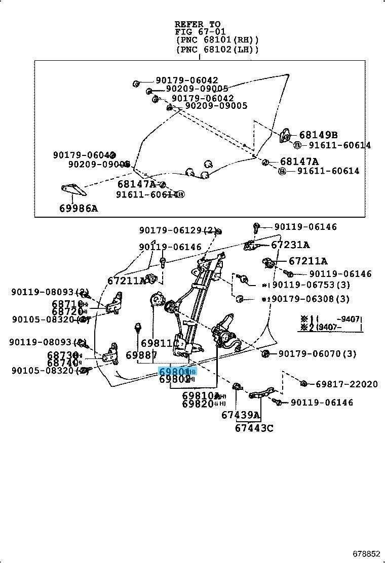 TOYOTA MARK2 JZX90 94-96 Genuine F/Door Window Regulator RH 69801-22151 OEM