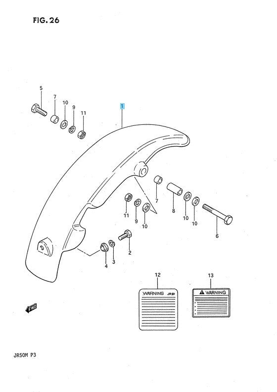 SUZUKI JR50 P3 1984-1999 Genuine Rear Fender 63111-04411-25Y OEM