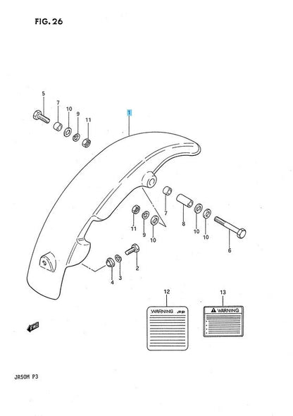 SUZUKI JR50 P3 1984-1999 Genuine Rear Fender 63111-04411-25Y OEM