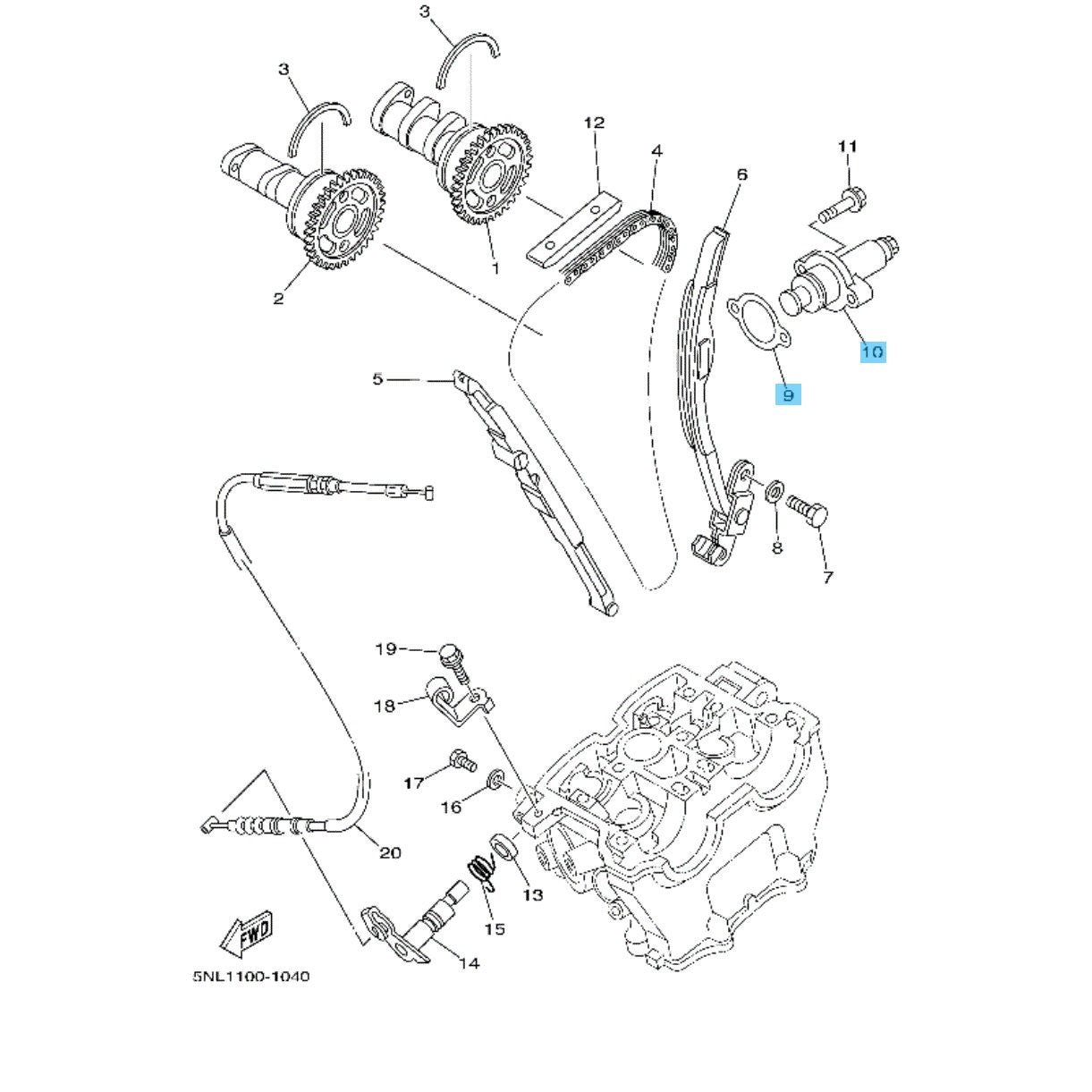 YAMAHA YZ250F '01-02 WR250F '01-02 Genuine Cam Chain Tensioner & Gasket Set OEM