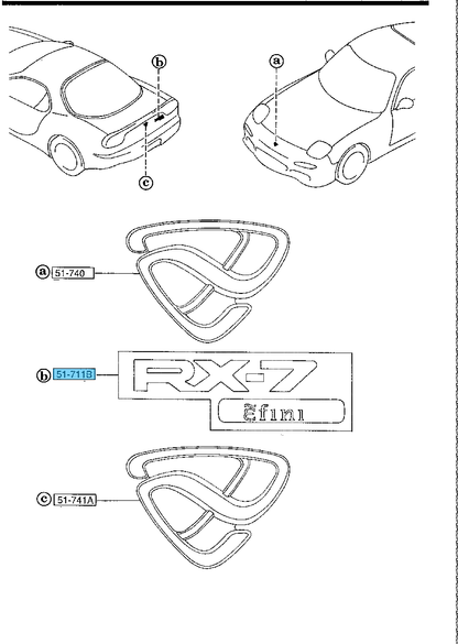 MAZDA RX-7 RX7 FD3S Genuine Efini Rear Emblem Badge RED F100-51-711B11 OEM