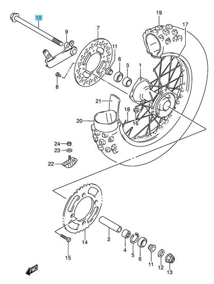 SUZUKI RM85 2002-2010 2012 2015-2017 Genuine Rear Wheel Axle 64711-03B70 OEM