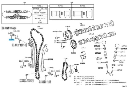 TOYOTA CAMRY ACV30/40 02-11 Genuine Chain Tensioner Assy No.1 13540-28010 OEM