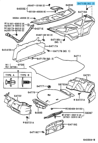 TOYOTA AVALON MCX10 1997-1998 Genuine Luggage Door Clip 90467-07117 x10 Set OEM