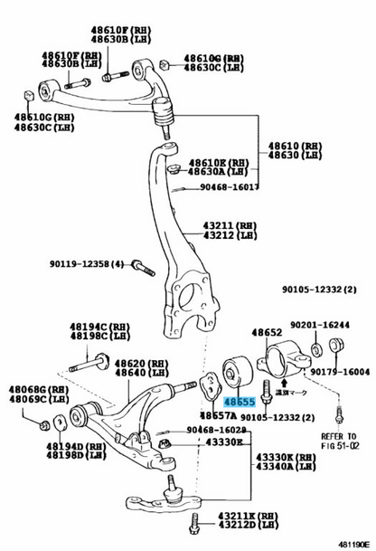 TOYOTA CELSIOR LS430 UCF30 UCF31 Genuine Lower Arm Bush No.2 48655-50012 OEM