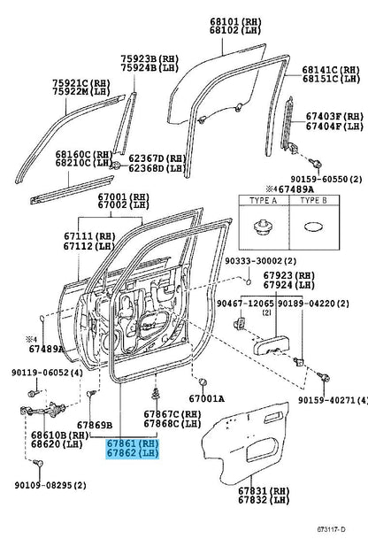 TOYOTA SCION NCP31 '04-05 Genuine Front Door Weatherstrip RH & LH Set OEM