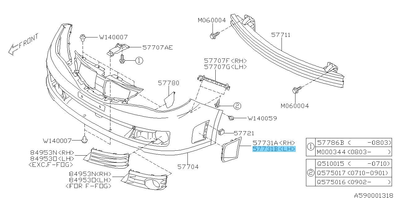 SUBARU IMPREZA GR GV 2008-2014 Genuine Front Bumper Cover LH 57739FG020 OEM