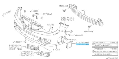 SUBARU IMPREZA GR GV 2008-2014 Genuine Front Bumper Cover LH 57739FG020 OEM