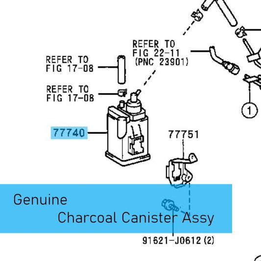 TOYOTA RAV4 ACA21 ZCA25 2000-2005 Genuine Charcoal Canister Assy 77740-42080 OEM