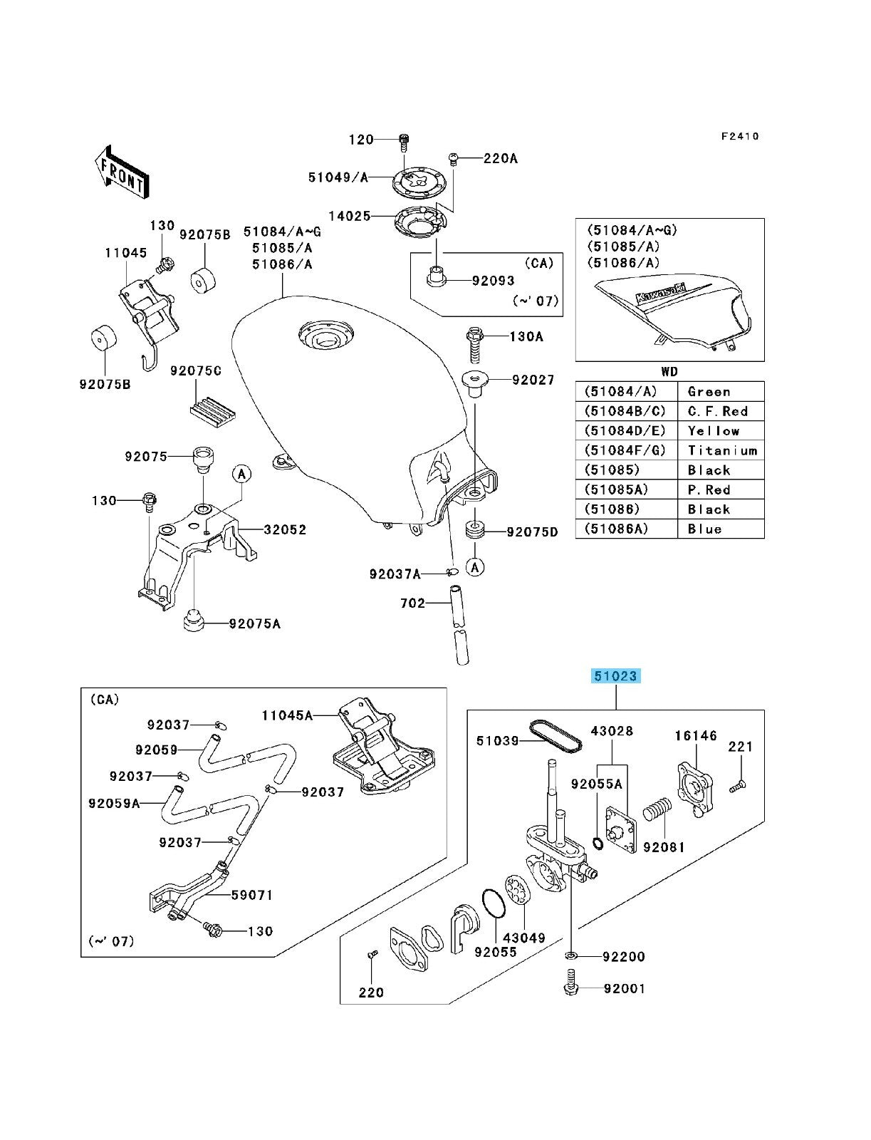 KAWASAKI NINJA 500R EX500 2006-2009 Genuine Fuel Tap Assy 51023-1389 OEM