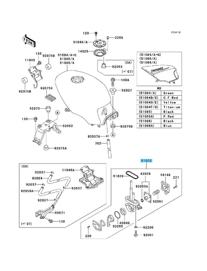 KAWASAKI NINJA 500R EX500 2006-2009 Genuine Fuel Tap Assy 51023-1389 OEM
