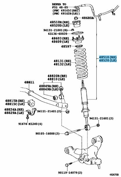 TOYOTA LEXUS LX570 2008-2021 Genuine Front Shock Absorber 48510-69355 x2 Set OEM