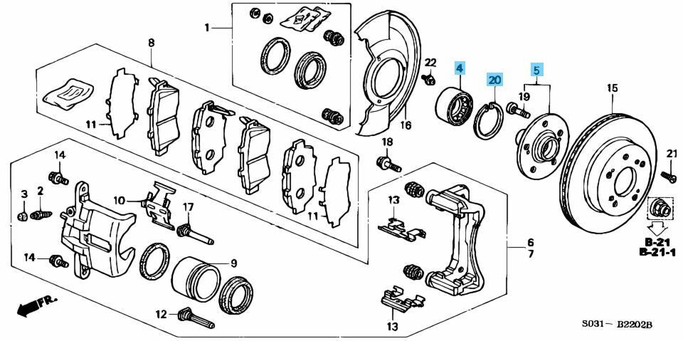 HONDA CIVIC EK9 1997-2001 Genuine Front Wheel Hub Bearing Assy RH LH & Clip Set