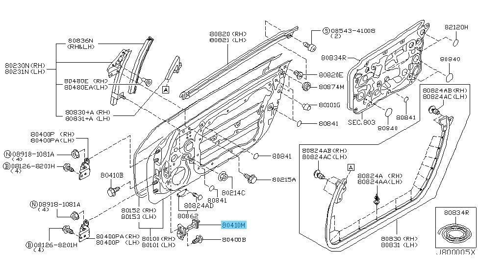 NISSAN 350Z Z33 03-09 Genuine Door Stopper Link RH & LH 80430-CD01B x2 Set OEM