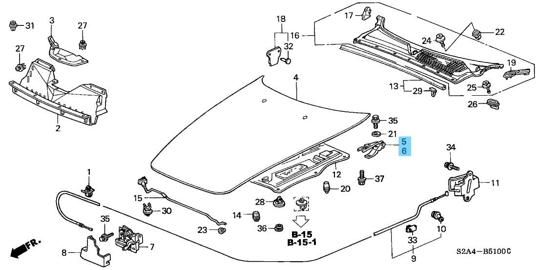 HONDA S2000 AP1 AP2 2000-2009 Genuine Hood Hinge Comp RH & LH Set OEM