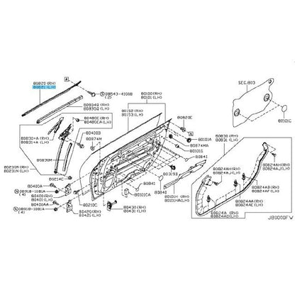 NISSAN 370Z FAIRLADY Z Genuine Moulding Assy-Front Door Outside LH 80821-1EA0B
