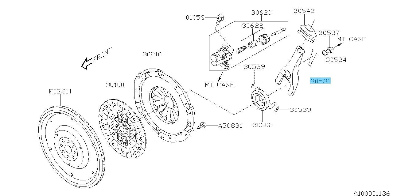 SUBARU IMPREZA GD9 1998-2021 Genuine Clutch Release Lever 30531AA220 OEM