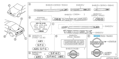 NISSAN 180SX 240SX RPS13 Genuine Front "NISSAN" Emblem Badge 62890-51F00 OEM