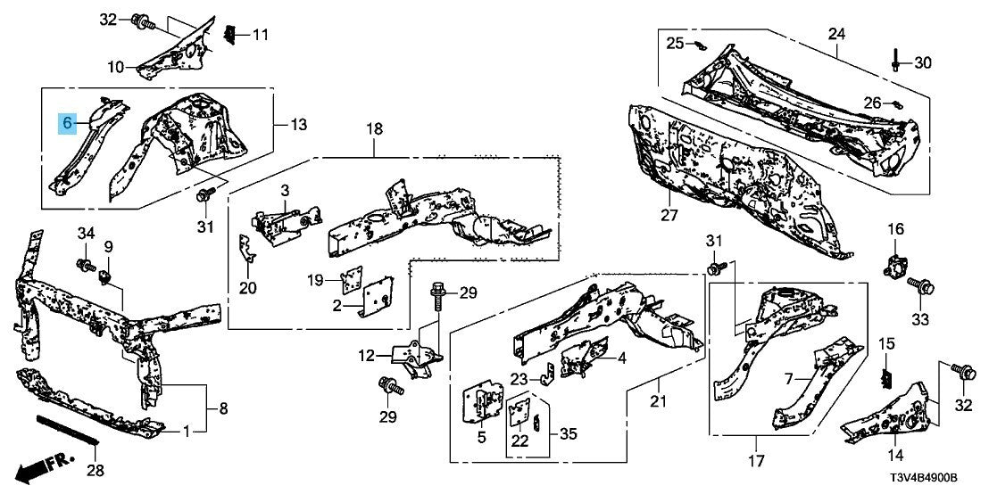 HONDA ACCORD 2013-2017 Genuine Front Lower Member Set RH 04674-T3V-A00ZZ OEM