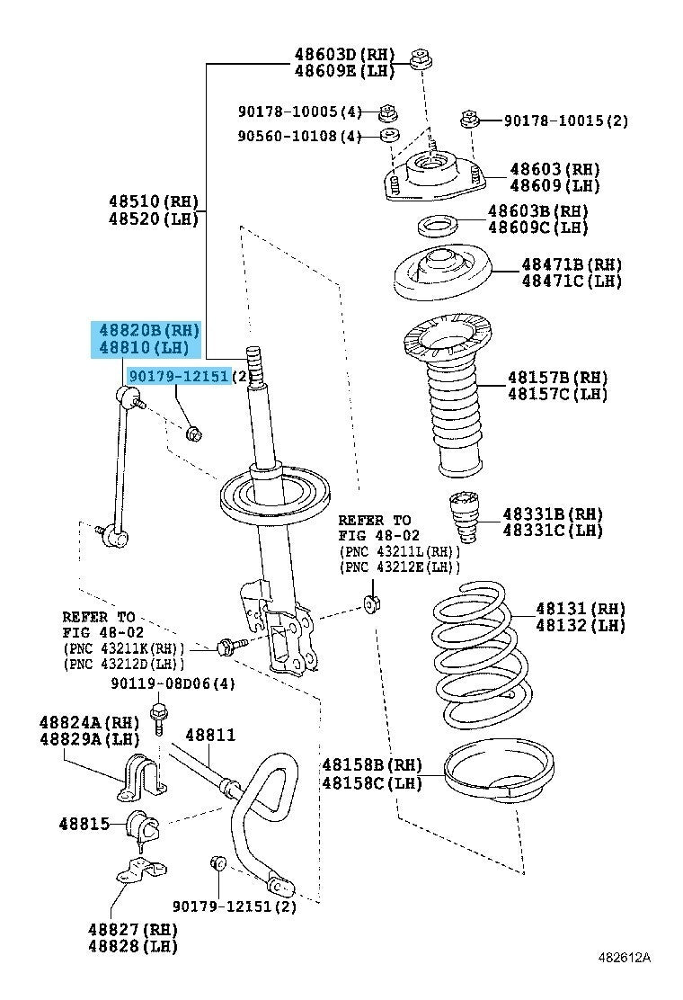 TOYOTA HIGHLANDER GSU40 01-13 Genuine Front Stabilizer Link & Nut RH & LH OEM