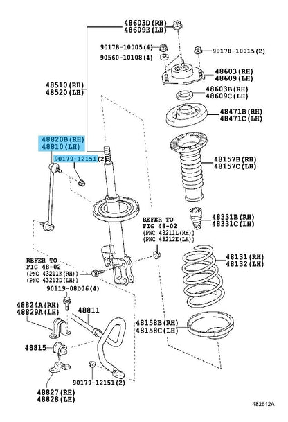 TOYOTA HIGHLANDER GSU40 01-13 Genuine Front Stabilizer Link & Nut RH & LH OEM