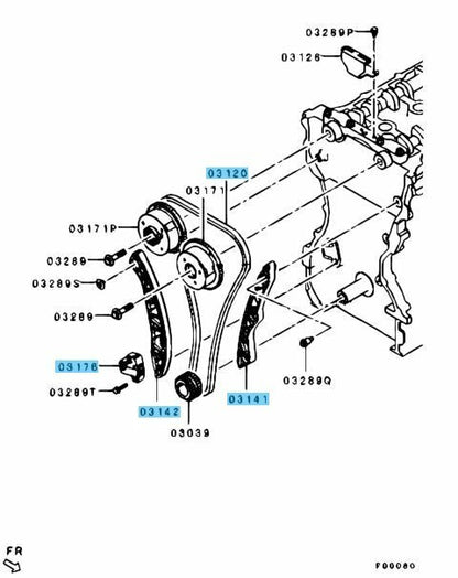 MITSUBISHI LANCER EVOLUTION 10 Genuine Timing Chain & Guide & Tensioner Set OEM