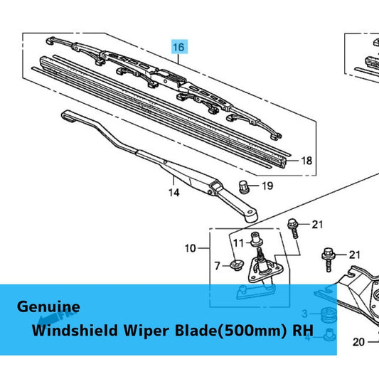HONDA S2000 AP1/2 '00-09 Genuine Windshield Wiper Blade RH 76630-S2A-A03 LHD OEM