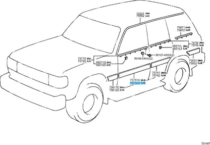 TOYOTA LAND CRUISER FZJ80 '95-97 Genuine Front Door Outside Moulding LH OEM