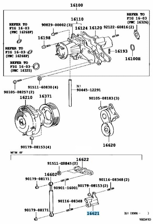 TOYOTA SUPRA JZA80 93-98 Genuine V-Ribbed Belt Tensioner Bracket 16621-46010 OEM
