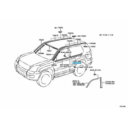 TOYOTA LAND CRUISER PRADO Genuine Rear Moulding Quarter Belt LH 75670-60050 OEM