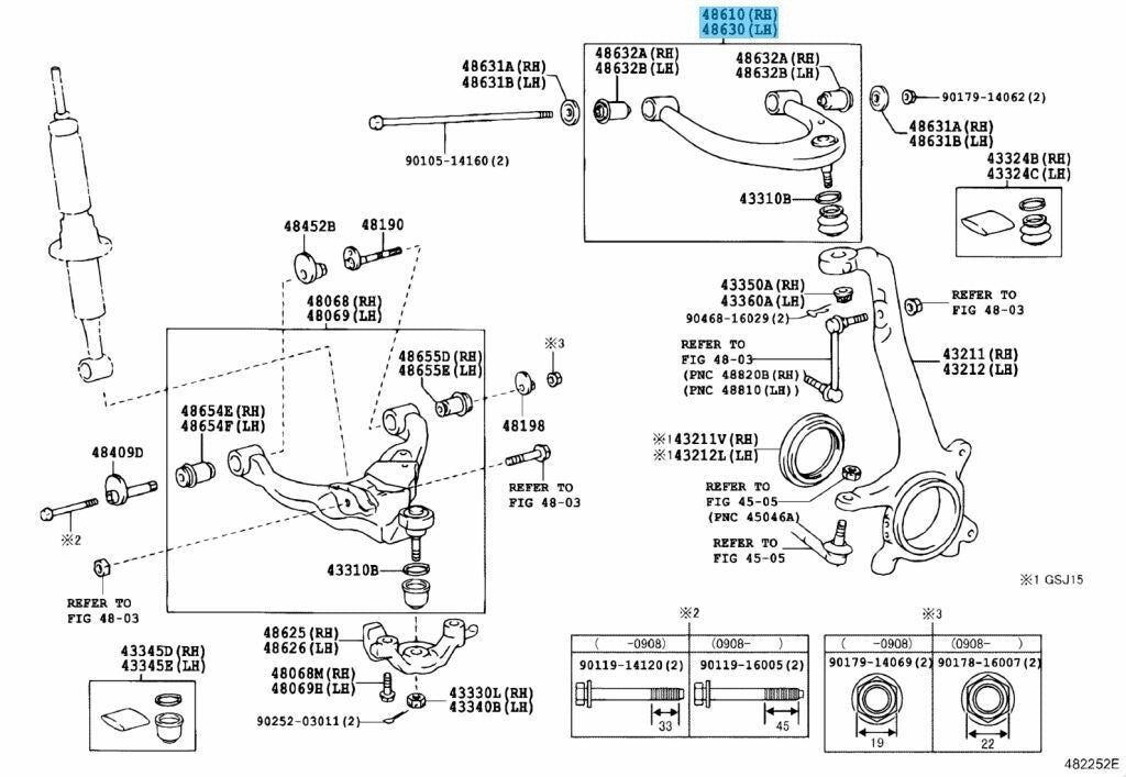 TOYOTA LEXUS Genuine Front Suspension Upper Arm Assy Right & Left Set OEM