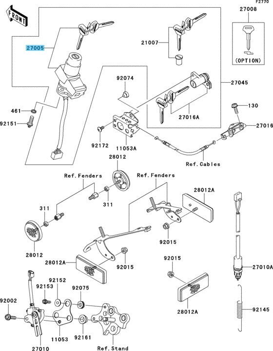 KAWASAKI NINJA ZX-6RR ZX600 03-04 Genuine Ignition Switch Assy w/Key 27005-5128