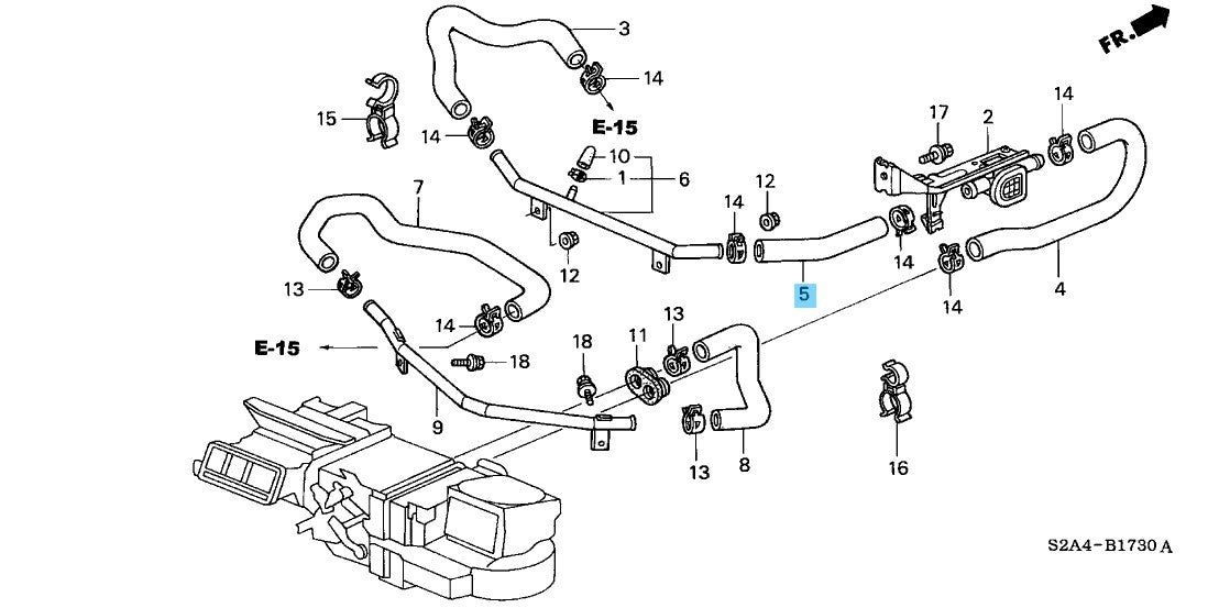 HONDA S2000 AP1/2 '00-09 Genuine Heater Water Inlet Hose C 79723-S2A-A01 For LHD