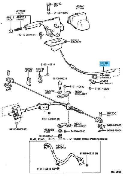 TOYOTA LAND CRUISER BJ40 82-84 Genuine Parking Brake Cable Assy No.1 OEM RHD