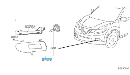 NISSAN ROGUE T32D T32J T32U 16-20 Genuine Fog Lamp Assembly RH 26150-8995A OEM
