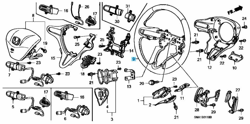 HONDA CIVIC TYPE-R FD2 '07-10 Genuine Steering Wheel Grip Comp 78501-SNW-N71ZA