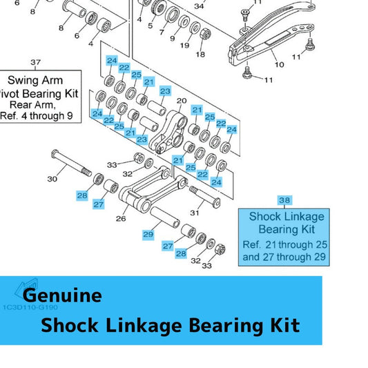 YAMAHA YZ125 YZ250 '13-25 Genuine Shock Linkage Bearing Kit 1SR-W002E-00-00 OEM