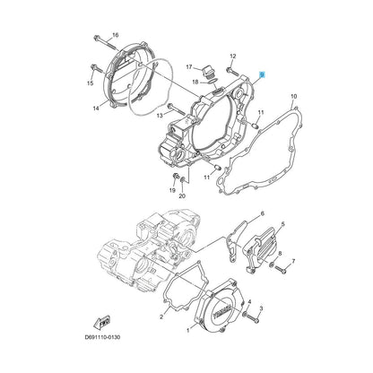YAMAHA YZ250 2002-2024 Genuine Crankcase 3 Cover 5NX-15431-01-00 OEM