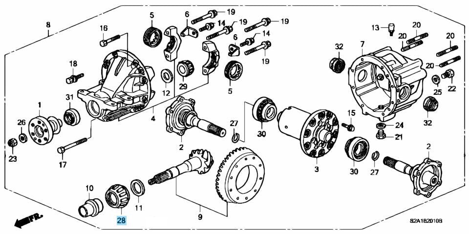 HONDA S2000 AP1 AP2 00-09 Genuine Final Pinion Shaft Bearing 91001-PCZ-003 OEM