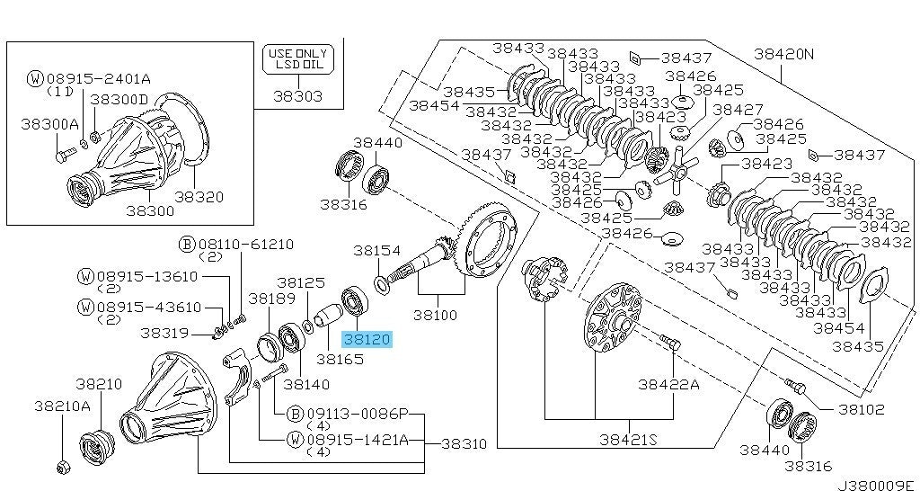 NISSAN PATHFINDER R50 1987-2004 Genuine Drive Pinion Bearing Front or Rear OEM