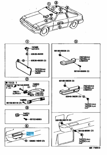 TOYOTA LEVIN TRUENO AE86 Genuine Inside Door Pull Cup RH & LH Early Model OEM