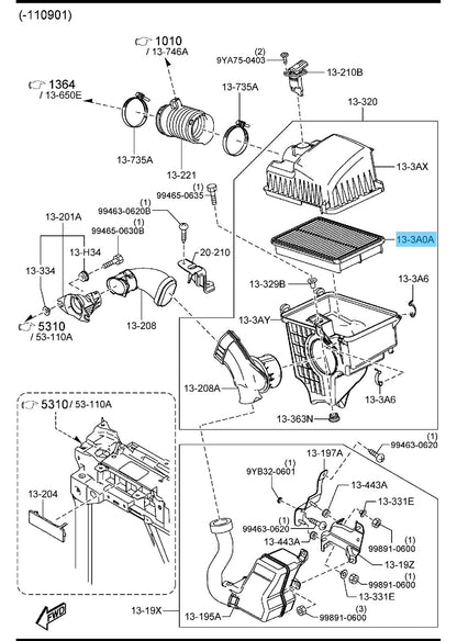 MAZDA CX-5 KE KF 13-22 Genuine Air Cleaner Element PE07-13-3A0A OEM