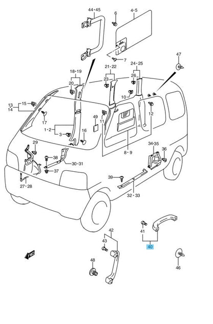 SUZUKI CARRY TRUCK & EVERY DA52T DA52V Genuine Assistant Grip 76400-70820-6GS