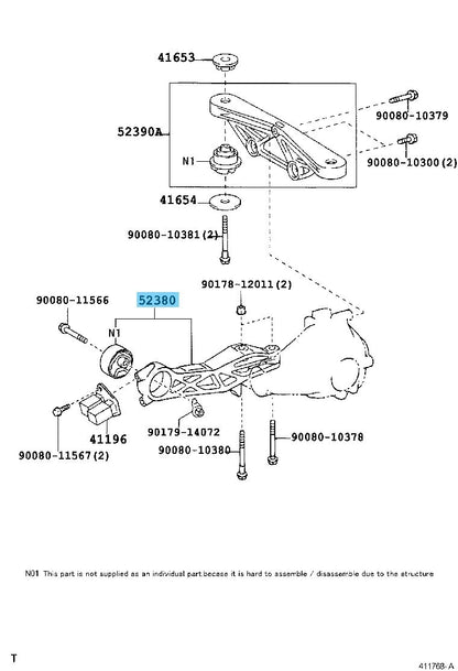 TOYOTA SIENNA GSL25 04-10 Genuine Rear Differential Support 52380-45030 OEM