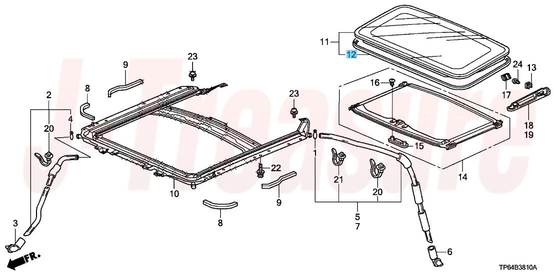HONDA ACCORD CU1 CU2 2008-2012 Genuine Glass Roof Seal 70205-TA0-A01 OEM
