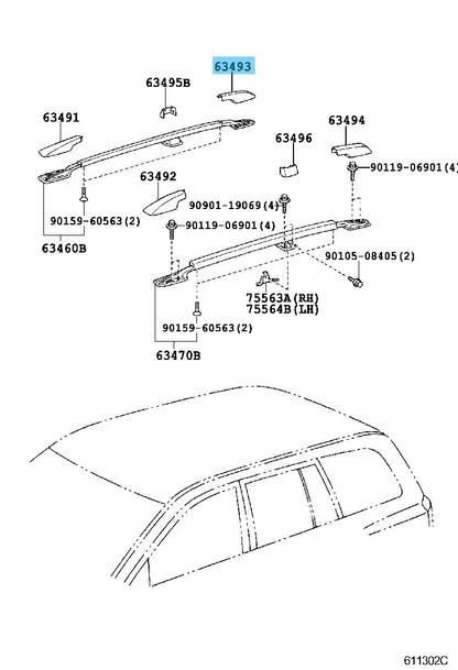 TOYOTA HIGHLANDER ACU20 01-07 Genuine Roof Rack Leg Cover Rear RH 63493-48010