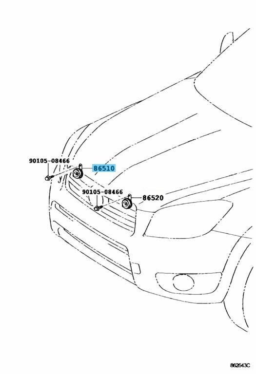 TOYOTA RAV4 ACA30 2006-2022 Genuine High Pitched Horn Assy 86510-20280 OEM