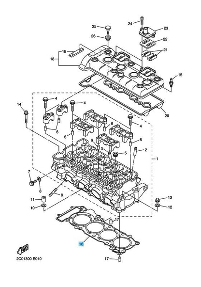 YAMAHA YZF-R6 08-20 Genuine Cylinder Head 1 Gasket 2C0-11181-01-00 OEM