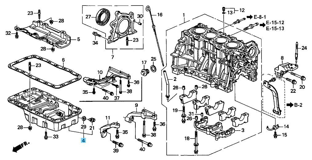 HONDA ACURA INTEGRA DC2 94-01 Genuine Engine Oil Pan & Drain Plug 11200-P72-010