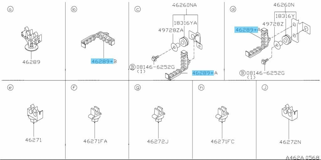 NISSAN 240SX S14 95-97 Genuine Handbrake Hard Line Clamp Bracket 46289-15U10 OEM